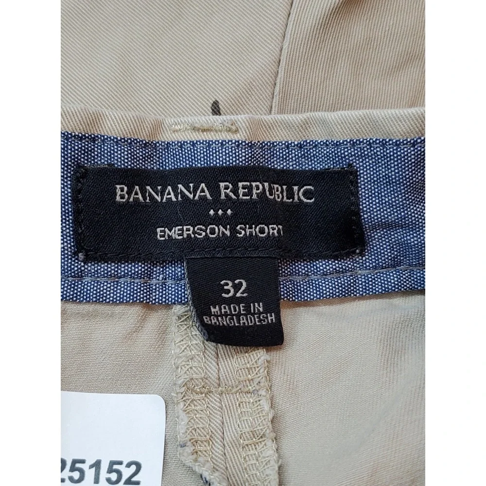 Banana Republic Men Shorts 32 Khaki Emerson Chino‎ Twill Palm Trees